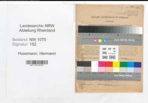 Entnazifizierung Hermann Hussmann , geb. 28.08.1899 (Schmiedemeister)