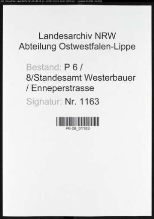 Sterberegister Standesamt Hagen-Westerbauer