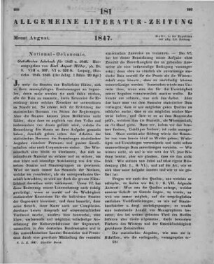Statistisches Jahrbuch. Jg. 1. Hrsg. v. K. A. Müller. Leipzig: Hinrichs 1845-46