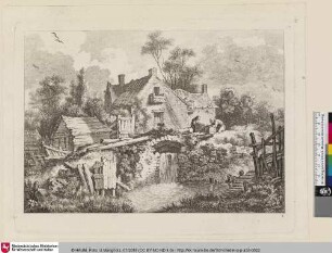 [Une ferme avec une petite cascade; Ein Bauernhof mit kleinem Wasserfall]