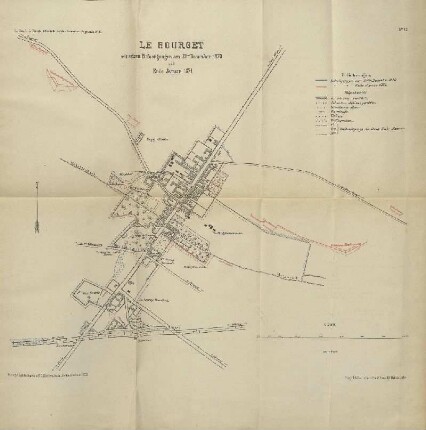 Karte: Le Bourget mit seinen Befestigungen am 21ten December 1870 und Ende Januar 1871