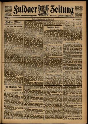 Erste Ausgabe vom Samstag, den 04. März 1905.