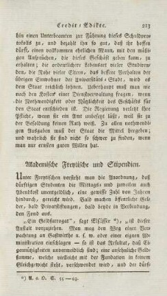 213, Akademische Freytische und Stipendien