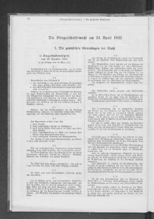 Die Bürgerschaftswahl am 24. April 1932