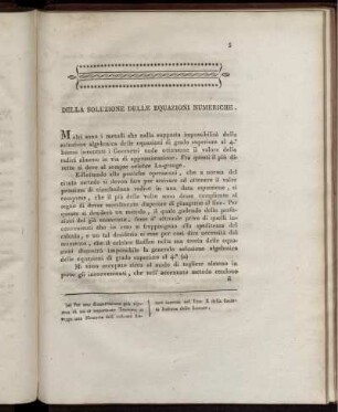 Della Soluzione delle Equazioni Numeriche.