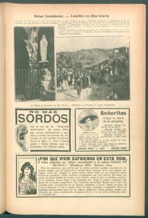 Notas cordobesas.- Lourdes en Alta Gracia