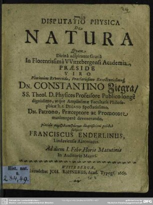 Disputatio physica de natura