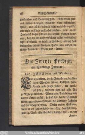 Die Zweyte Predigt, am Sonntage Invocavit.