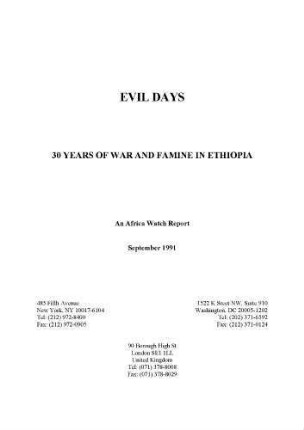 Evil days : 30 years of war and famine in Ethiopia