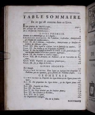 Table Sommaire.