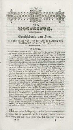 VII. Hoofdstuk. Geschiedenis van Java. Van den vrede van 1757 tot aan den landing der Engelschen op Java, in 1811