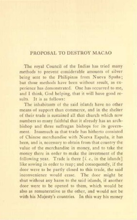 Proposal to destroy Macao