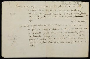 Zettel mit Notizen zur Hs., engl. (Anfang 20. Jh.)