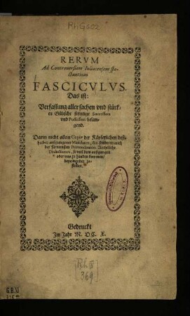 Rerum Ad Controversiam Iuliacensem spectantium Fasciculus