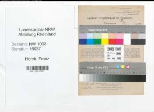 Entnazifizierung Franz Horch , geb. 18.03.1911 (Kriminalbeamter)