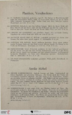 Antike Möbel (Nr. 432 - 501)