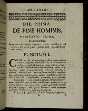 Die Prima. De Fine Hominis.