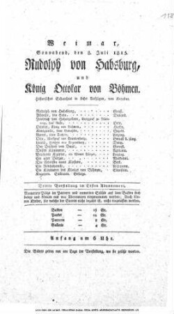 Rudolph von Habsburg, und König Ottokar von Böhmen