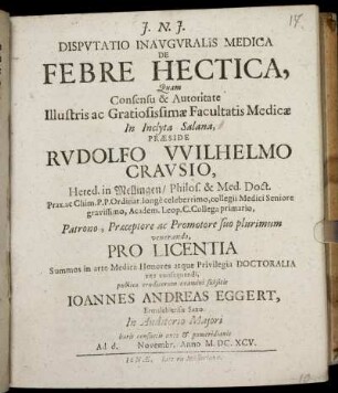 Disputatio Inauguralis Medica De Febre Hectica