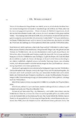 III. Wirklichkeit