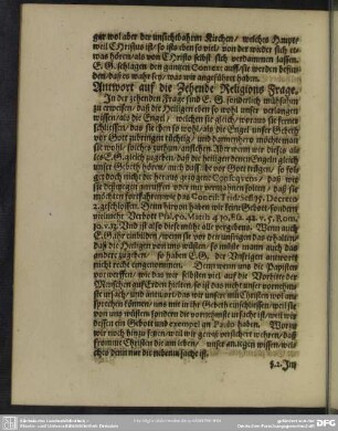 Antwort auf die Zehende Religions Frage