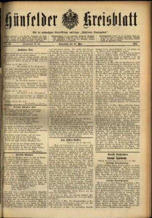 Ausgabe vom Samstag, den 22. Mai 1915.