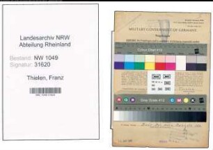 Entnazifizierung Franz Thielen , geb. 13.02.1901 (Bahnsekretaer)