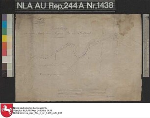Verlauf der Außen-Aa vor HEINITZPOLDER am Dollart Handzeichnung von NN. Papier Format 40,8x28,0 M 1:4.830