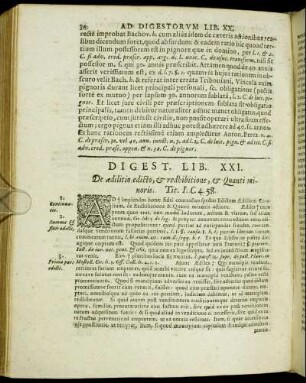 Digest. Lib XXI. De ædilitio edicto, & redhibitione, & Quantiminoris.
