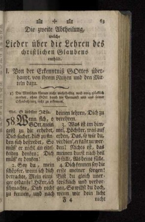 I. Von der Erkenntniß Gottes überhaupt, von ihrem Nutzen und den Mitteln dazu.