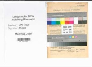 Entnazifizierung Josef Markwitz , geb. 11.11.1893 (Polizeibeamter)