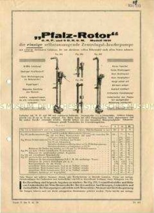 "Pfalz-Rotor" / Zentrifugal-Jauchepumpen Pfalz I und Pfalz II / Zentrifugal-Jauchepumpen "Pfalz" / Hand-Jauche-Pumpen