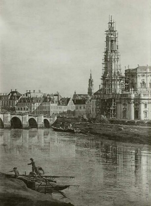 Dresden vom rechten Elbufer unterhalb der Augustusbrücke