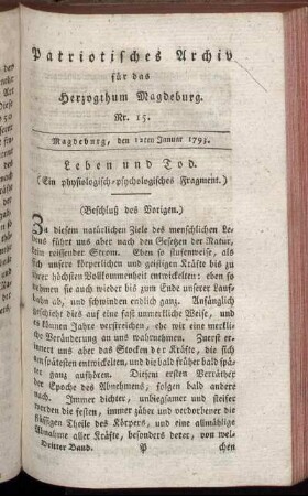 Nr. 15. Magdeburg, den 12ten Januar 1793