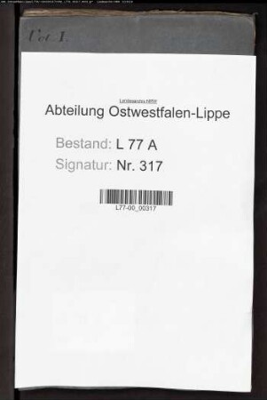 Anstellung der Justizbeamten beim Amt Schötmar, Bd. 1