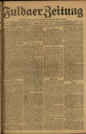 Ausgabe vom Donnerstag, den 18. November 1920.
