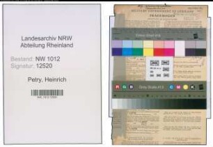 Entnazifizierung Heinrich Petry , geb. 14.11.1886 (Verw.Direktor)