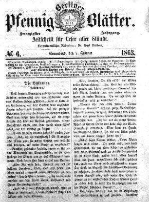 No. 6, Sonnabend, den 7. Februar 1863