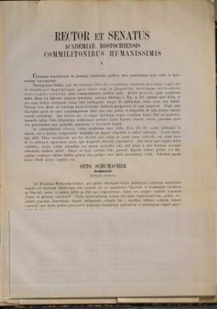 Rector et Senatus Universitatis Rostochiensis commilitonibus humanissimis s.. 1879