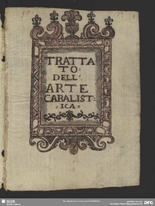 [Text:] Trattato dell’arte cabalistica