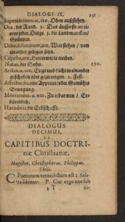 Dialogus Decimus, De Capitibus Doctrinae Chrisrtianae.