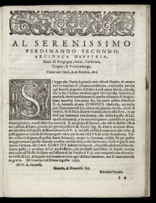Dedikation an Ferdinand II. von Österreich