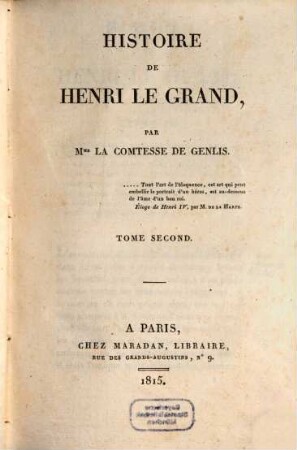 Histoire de Henri le Grand, 2 (1815)