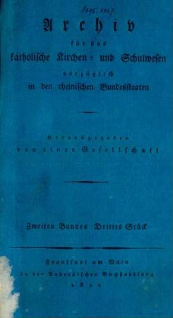 Zweiten Bandes Drittes Stück