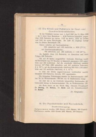 16. Die Psychiatrische und Nervenklinik.