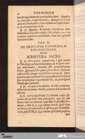 Cap. II. De Principio Theologiæ Cognoscendi, Seu de Scriptura Sacra.