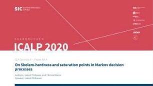 On Skolem-hardness and saturation points in Markov decision processes: Q/A Session A - Paper A4.A