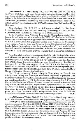 Borchard, Kurt :: Zum 75-jährigen Jubiläum der Fairplay-Reederei, 1905 - 1980, Fairplay Schleppdampfschiffs-Reederei Richard Borchard GmbH : Hamburg, Selbstverlag, 1980