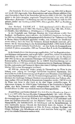Borchard, Kurt :: Zum 75-jährigen Jubiläum der Fairplay-Reederei, 1905 - 1980, Fairplay Schleppdampfschiffs-Reederei Richard Borchard GmbH : Hamburg, Selbstverlag, 1980