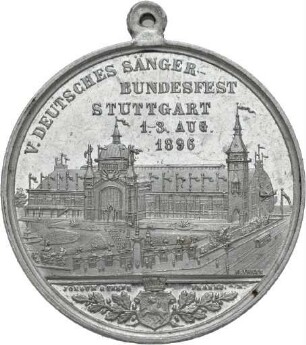 Medaille auf das 5. Deutsche Sängerbundfest in Stuttgart 1896